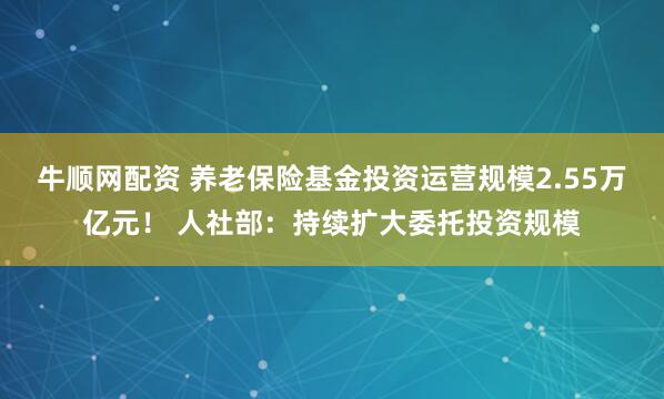 牛顺网配资 养老保险基金投资运营规模2.55万亿元！ 人社部：持续扩大委托投资规模